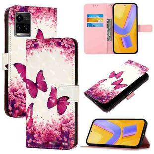 For vivo Y33s 4G Global / Y21 / Y21s / Y21t 3D Painting Horizontal Flip Leather Phone Case(Rose Butterfly)