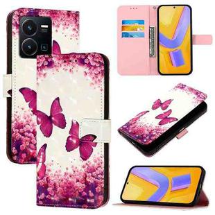 For vivo Y35 4G / Y22 / Y22s / Y77 Global 3D Painting Horizontal Flip Leather Phone Case(Rose Butterfly)
