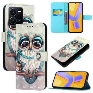 For vivo Y35 4G / Y22 / Y22s / Y77 Global 3D Painting Horizontal Flip Leather Phone Case(Grey Owl)