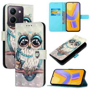 For vivo Y36 4G / 5G Global / Y36 4G India 3D Painting Horizontal Flip Leather Phone Case(Grey Owl)