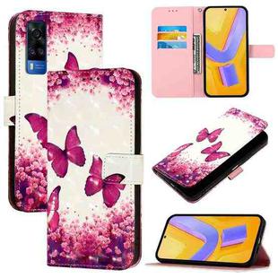 For vivo Y51 2020 India / Y51a 2021 / Y53s 4G 3D Painting Horizontal Flip Leather Phone Case(Rose Butterfly)