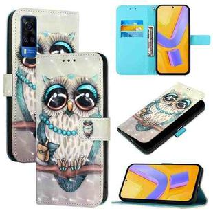 For vivo Y51 2020 India / Y51a 2021 / Y53s 4G 3D Painting Horizontal Flip Leather Phone Case(Grey Owl)