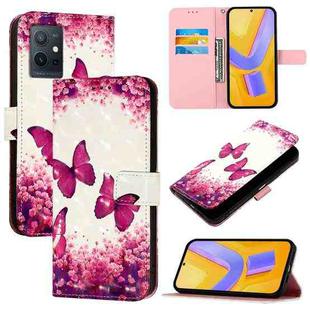 For vivo Y55 5G Global / Y55s 5G 2023 3D Painting Horizontal Flip Leather Phone Case(Rose Butterfly)