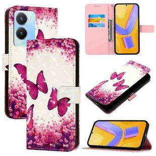 For vivo Y56 / Y16 / Y02s Global 3D Painting Horizontal Flip Leather Phone Case(Rose Butterfly)