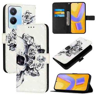 For vivo Y56 / Y16 / Y02s Global 3D Painting Horizontal Flip Leather Phone Case(Skull)