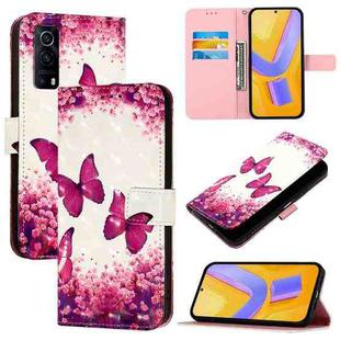 For vivo Y72 5G / iQOO Z3 5G / Y52 5G 3D Painting Horizontal Flip Leather Phone Case(Rose Butterfly)
