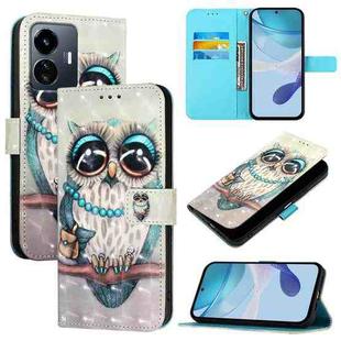 For vivo Y77 5G Global 3D Painting Horizontal Flip Leather Phone Case(Grey Owl)