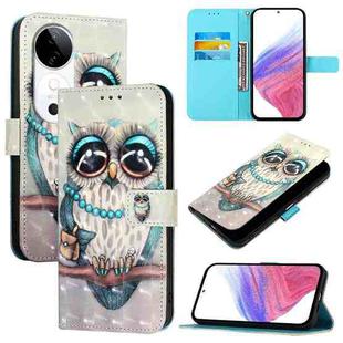 For vivo S19 3D Painting Horizontal Flip Leather Phone Case(Grey Owl)