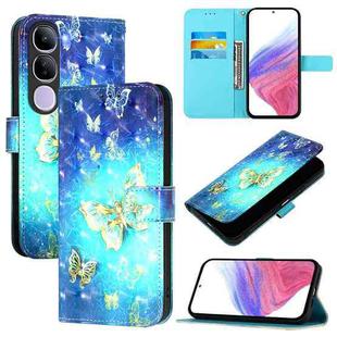 For vivo V40 Lite 5G IDN 3D Painting Horizontal Flip Leather Phone Case(Golden Butterfly)