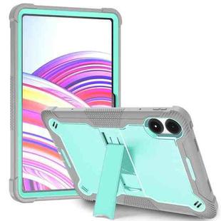 For Xiaomi Redmi Pad Pro 12.1 Shockproof Silicone Hybrid PC Tablet Case with Holder(Mint Green + Grey)