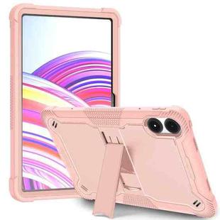 For Xiaomi Redmi Pad Pro 12.1 Shockproof Silicone Hybrid PC Tablet Case with Holder(Rose Gold)