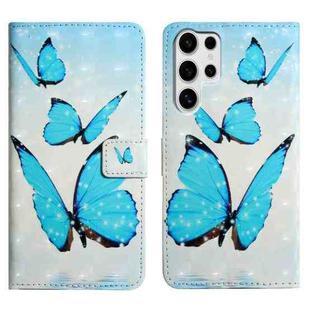 For Samsung Galaxy S25 Ultra 5G Oil Embossed 3D Drawing Leather Phone Case(3 Butterflies)