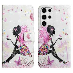 For Samsung Galaxy S25 Ultra 5G Oil Embossed 3D Drawing Leather Phone Case(Flower Fairy)