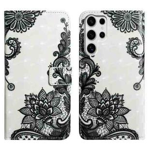 For Samsung Galaxy S25 Ultra 5G Oil Embossed 3D Drawing Leather Phone Case(Lace Flower)