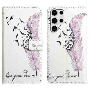 For Samsung Galaxy S25 Ultra 5G Oil Embossed 3D Drawing Leather Phone Case(Feather)