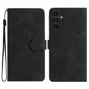 For Samsung Galaxy S24 FE 5G Flower Embossing Pattern Leather Phone Case(Black)