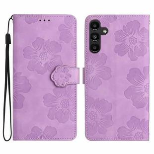 For Samsung Galaxy S25+ 5G Flower Embossing Pattern Leather Phone Case(Purple)