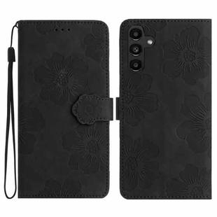 For Samsung Galaxy S25+ 5G Flower Embossing Pattern Leather Phone Case(Black)