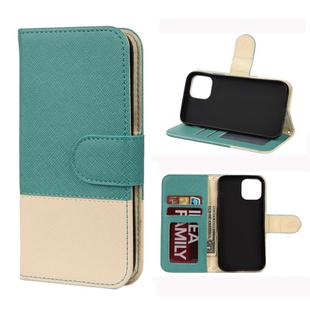 For iPhone 12 Pro Max Splicing Color Horizontal Flip Leather Case with Holder & Photo Frame & Card Slots & Wallet(Green)