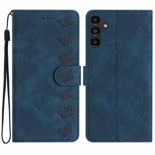 For Samsung Galaxy S24 FE 5G Seven Butterflies Embossed Leather Phone Case(Blue)