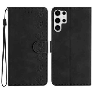 For Samsung Galaxy S25 Ultra 5G Seven Butterflies Embossed Leather Phone Case(Black)