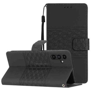For Samsung Galaxy S25 5G Diamond Embossed Skin Feel Leather Phone Case(Black)