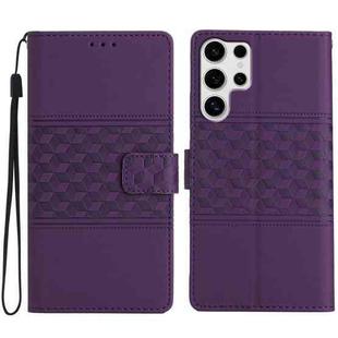 For Samsung Galaxy S25 Ultra 5G Diamond Embossed Skin Feel Leather Phone Case(Purple)
