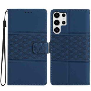 For Samsung Galaxy S25 Ultra 5G Diamond Embossed Skin Feel Leather Phone Case(Dark Blue)