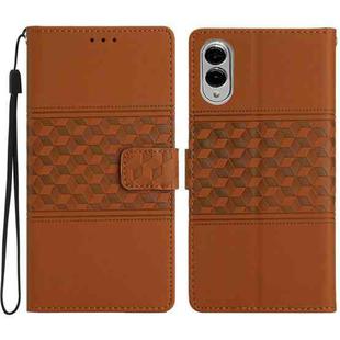 For Samsung Galaxy S25 Edge 5G Diamond Embossed Skin Feel Leather Phone Case(Brown)