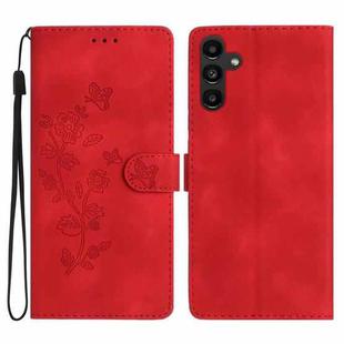For Samsung Galaxy S25+ 5G Flower Butterfly Embossing Pattern Leather Phone Case(Red)