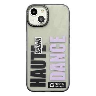 For iPhone 15 Double Layer Frosted IMD Series TPU + PC Phone Case(Purple Letter DANCE)