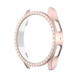 For Samsung Galaxy Watch FE 40mm Diamond Hollow PC Watch Protective Case(Sand Pink)