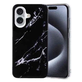 For iPhone 16 IMD Marble TPU Phone Case(Black)