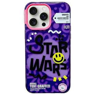 For iPhone 15 Pro TOMATO Text Graffiti TPU Hybrid PC Phone Case(Purple)