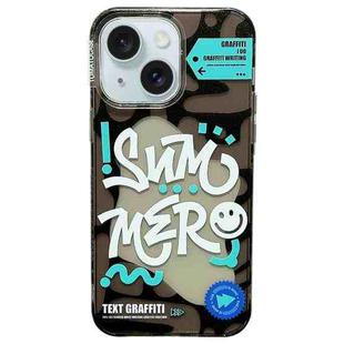 For iPhone 15 TOMATO Text Graffiti TPU Hybrid PC Phone Case(Black)