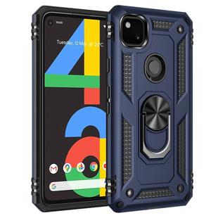 For Google Pixel 4a Shockproof TPU + PC Protective Case with 360 Degree Rotating Holder(Blue)