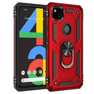 For Google Pixel 4a Shockproof TPU + PC Protective Case with 360 Degree Rotating Holder(Red)
