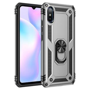 For Xiaomi Redmi 9A Shockproof TPU + PC Protective Case with 360 Degree Rotating Holder(Silver)