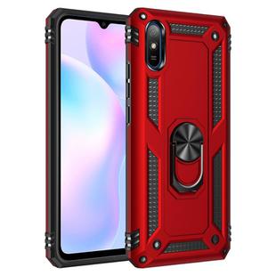 For Xiaomi Redmi 9A Shockproof TPU + PC Protective Case with 360 Degree Rotating Holder(Red)