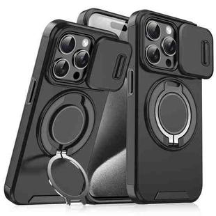 For iPhone 15 Pro Max Sliding Camshield Ring Holder Phone Case(Black)