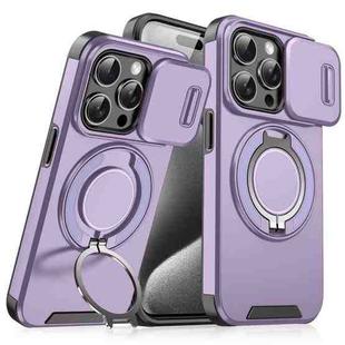 For iPhone 15 Pro Max Sliding Camshield Ring Holder Phone Case(Purple)