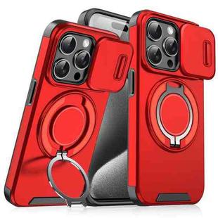 For iPhone 15 Pro Max Sliding Camshield Ring Holder Phone Case(Red)