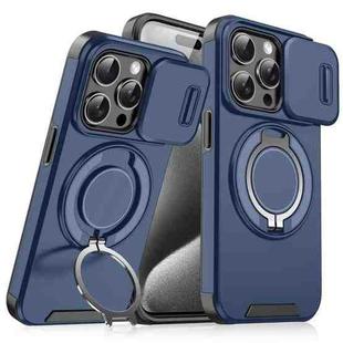 For iPhone 15 Pro Max Sliding Camshield Ring Holder Phone Case(Blue)