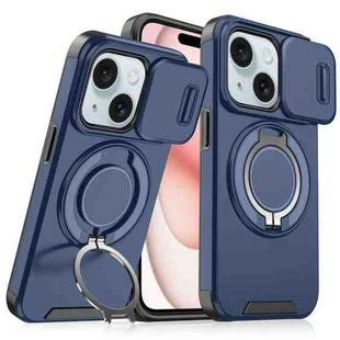 For iPhone 15 Plus Sliding Camshield Ring Holder Phone Case(Blue)