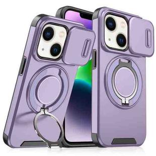 For iPhone 14 Plus Sliding Camshield Ring Holder Phone Case(Purple)