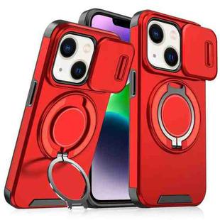 For iPhone 14 Plus Sliding Camshield Ring Holder Phone Case(Red)