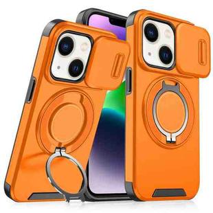 For iPhone 14 Sliding Camshield Ring Holder Phone Case(Orange)