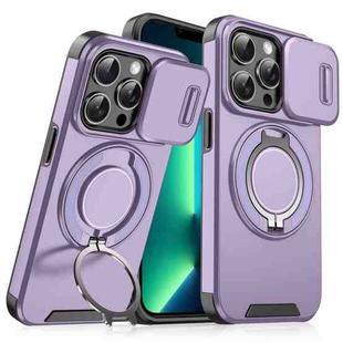 For iPhone 13 Pro Max Sliding Camshield Ring Holder Phone Case(Purple)