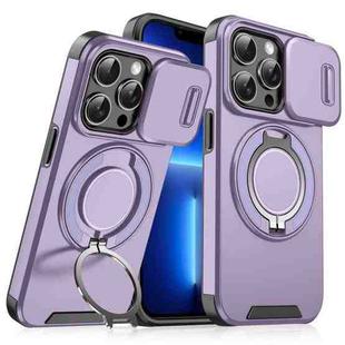 For iPhone 13 Pro Sliding Camshield Ring Holder Phone Case(Purple)