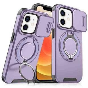 For iPhone 12 Sliding Camshield Ring Holder Phone Case(Purple)